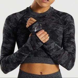 New Gymshark CAMO Cropped Long Sleeve w/ Key Hole